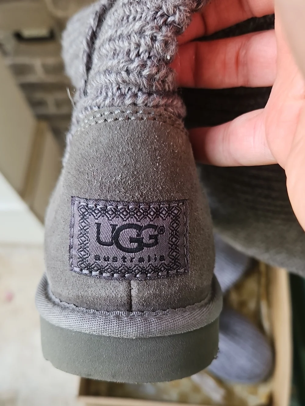 UGG Classic Cardy Women's Knit Boots Grey Knit Fabric